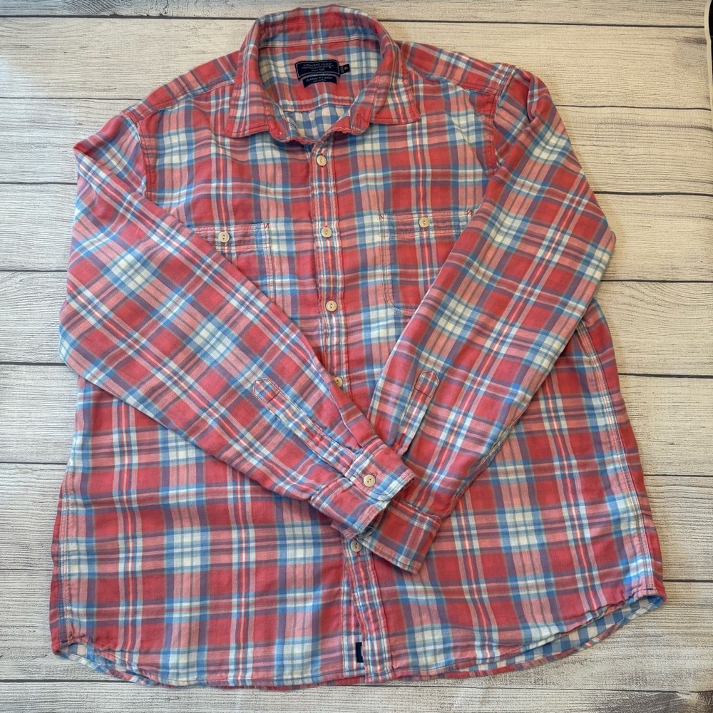 Vineyard Vines Red and Blue Plaid Casual Shirt
